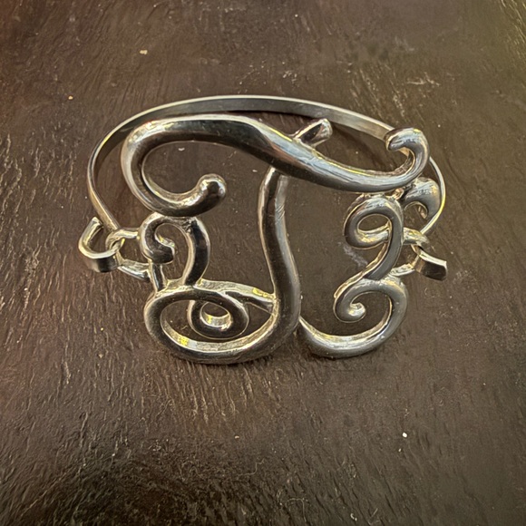 Jewelry - Silver-Toned Swirl “T” Cuff Bracelet